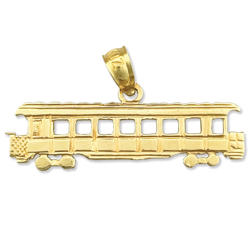 14K Gold Long Trolley Pendant
