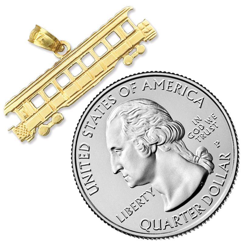 14K Gold Long Trolley Pendant