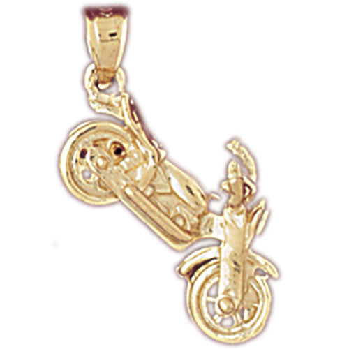 14K Gold 3D Motorcycle Charm