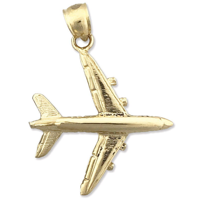 14K Gold 3-D Four Engine Airplane Pendant
