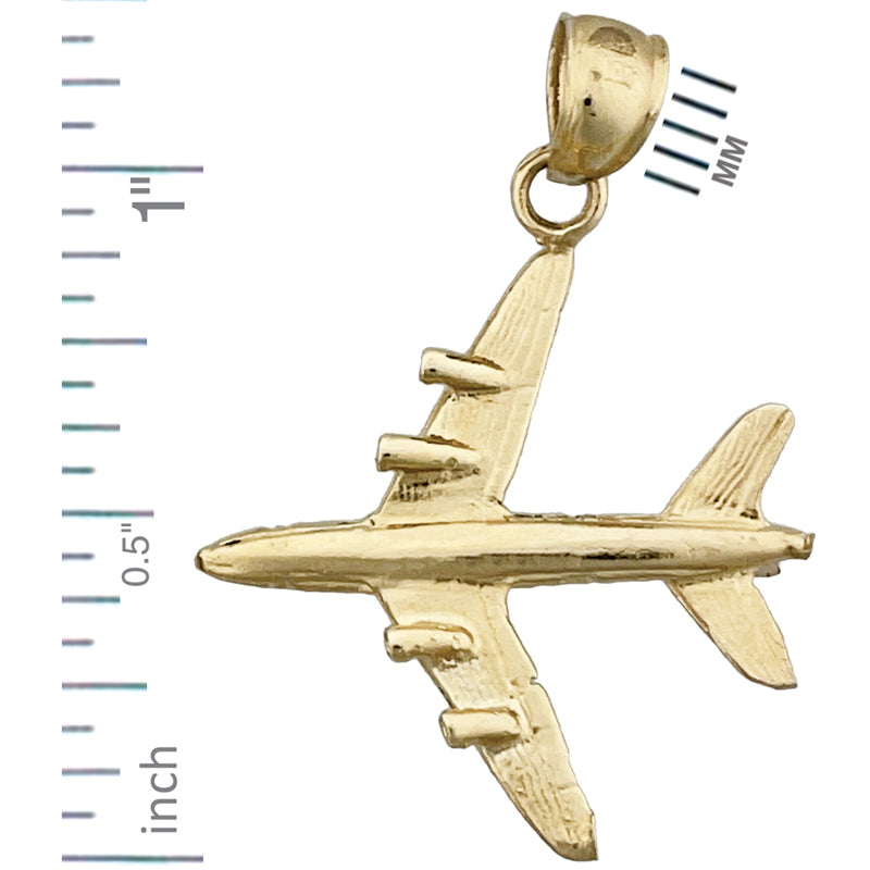 14K Gold 3-D Four Engine Airplane Pendant
