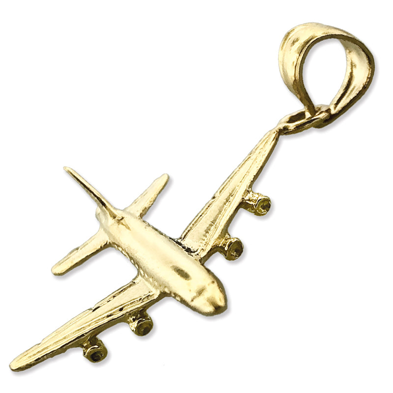 14K Gold 3-D Four Engine Airplane Pendant
