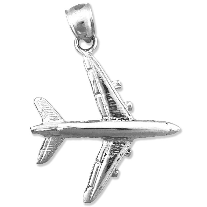 14K Gold 3-D Four Engine Airplane Pendant