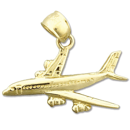 14K Gold Military Plane Pendant