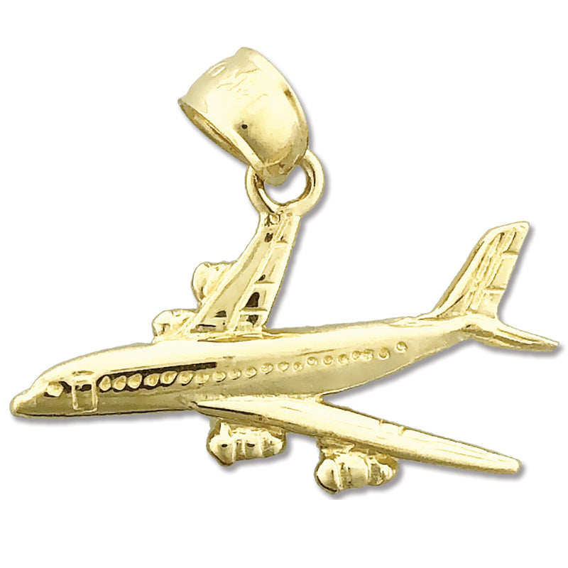 14K Gold Military Plane Pendant