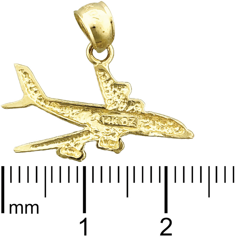 14K Gold Military Plane Pendant
