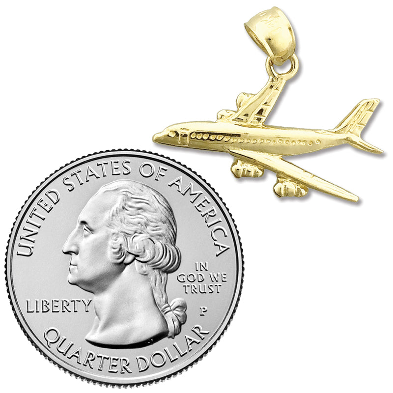 14K Gold Military Plane Pendant