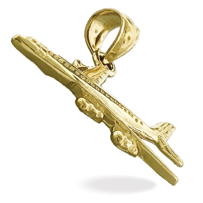 14K Gold Military Plane Pendant