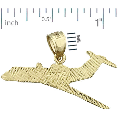 14K Gold Business Jet Airplane Pendant