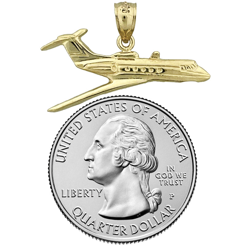14K Gold Business Jet Airplane Pendant