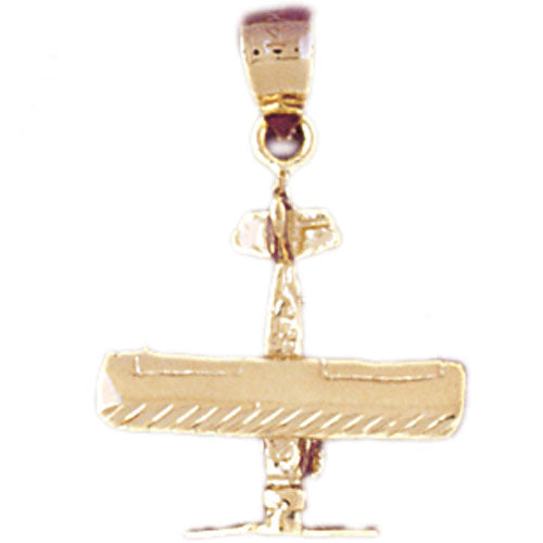 14K Gold 3D High Wing Airplane Charm