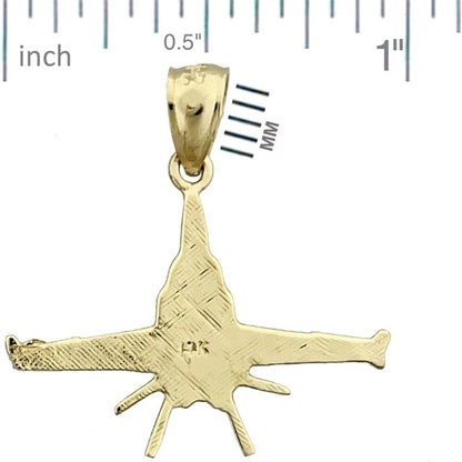 14K Gold Military Jet Plane Pendant