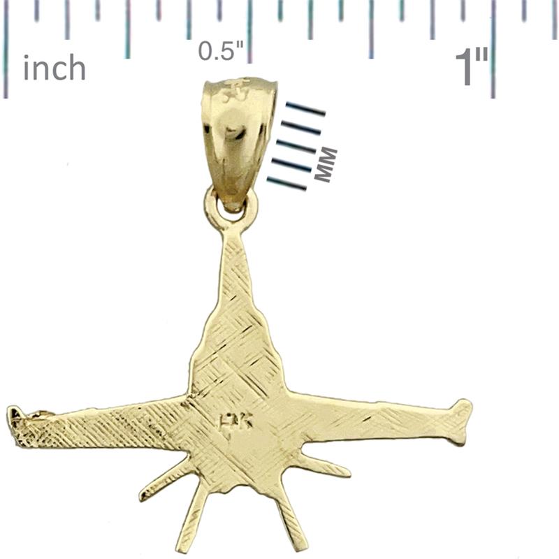 14K Gold Military Jet Plane Pendant
