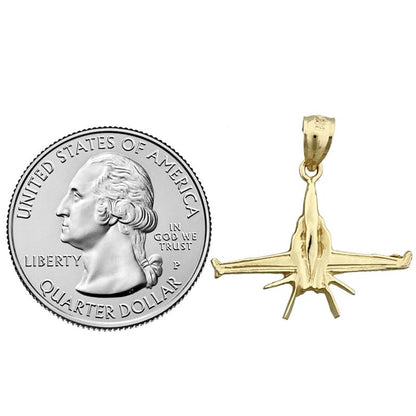 14K Gold Military Jet Plane Pendant