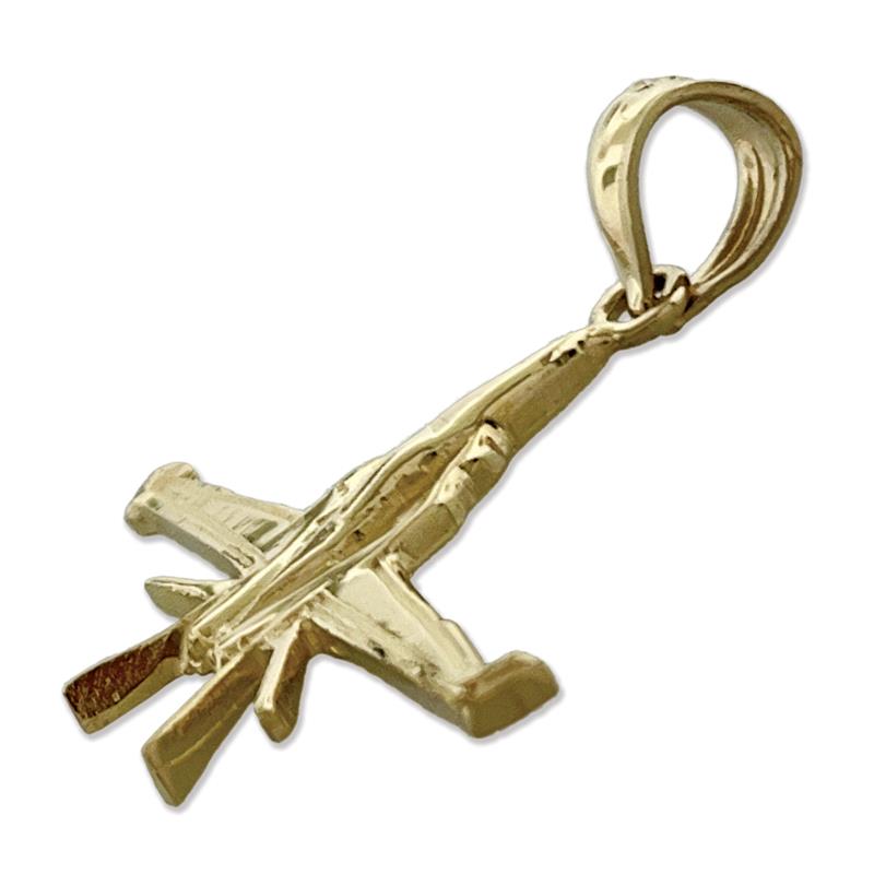 14K Gold Military Jet Plane Pendant