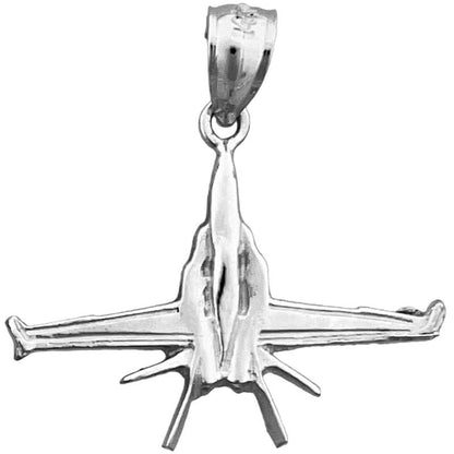 14K Gold Military Jet Plane Pendant