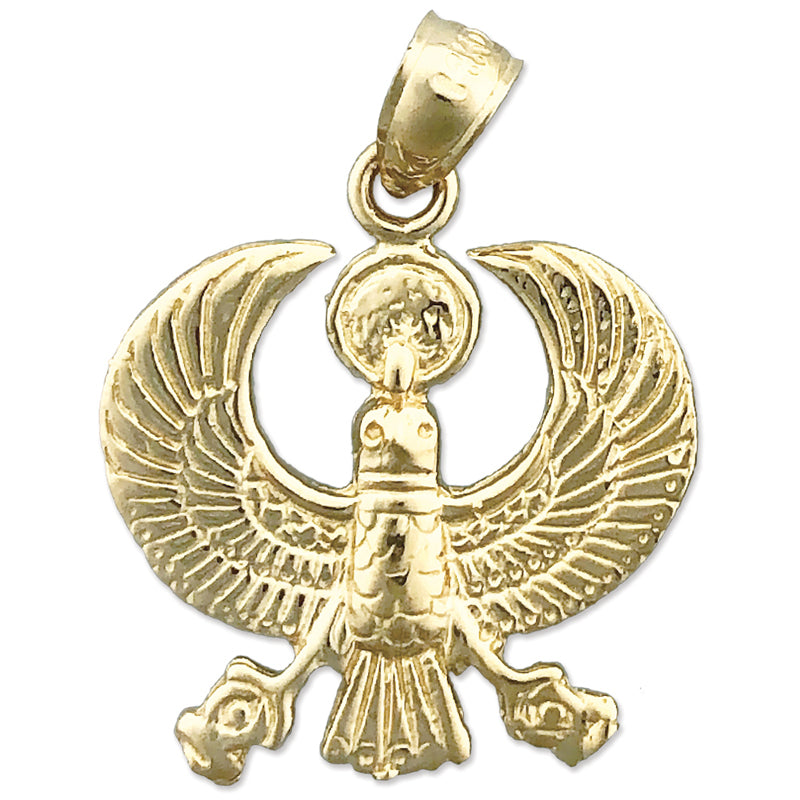 14K Gold Scarab Egyptian Falcon Pendant
