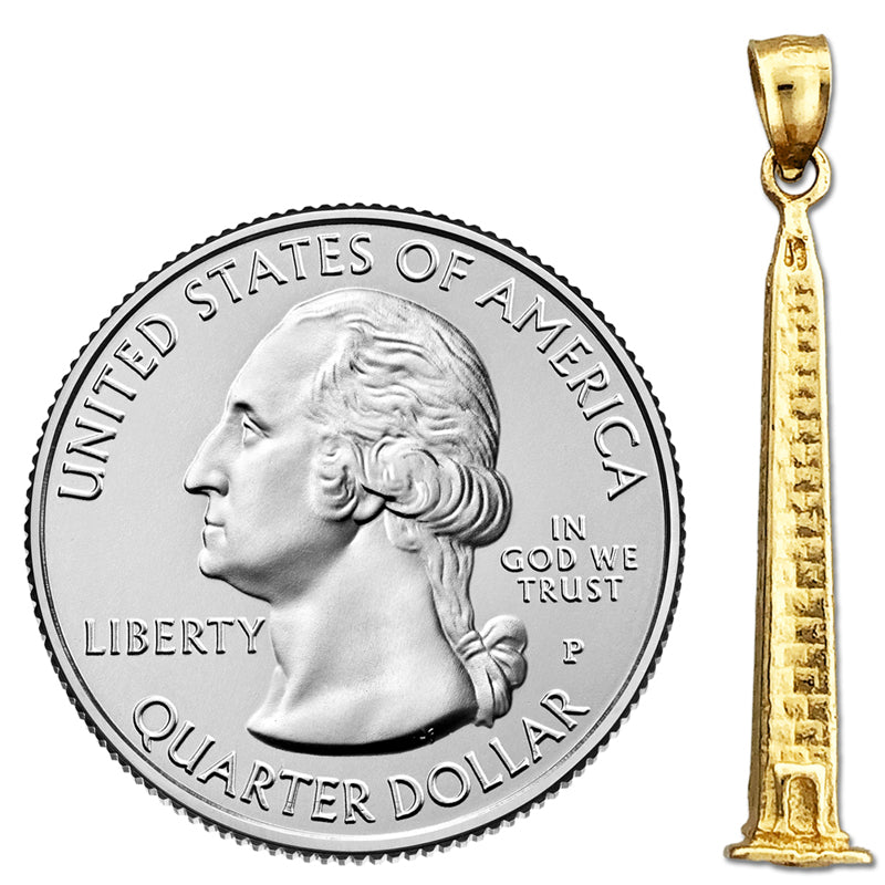 14K Gold 3D Washington Monument Pendant
