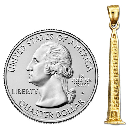 14K Gold 3D Washington Monument Pendant