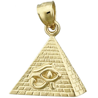 14K Gold Eye of Horus Egyptian Pyramid Charm