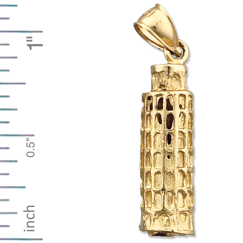 14K Gold 3D Pisa Tower Italy Charm