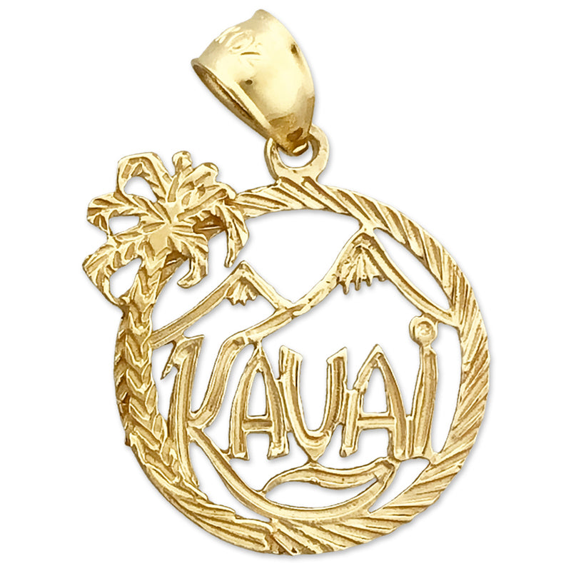 14K Gold Kauai Hawaii in Circle Charm