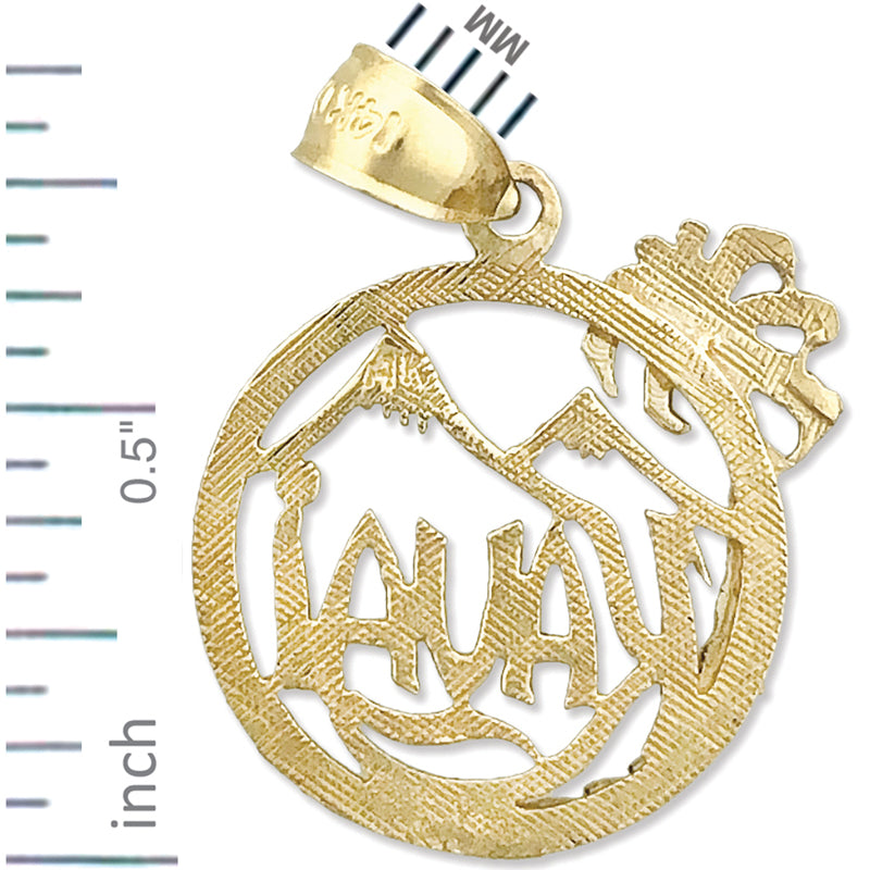 14K Gold Kauai Hawaii in Circle Charm