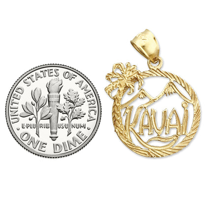 14K Gold Kauai Hawaii in Circle Charm