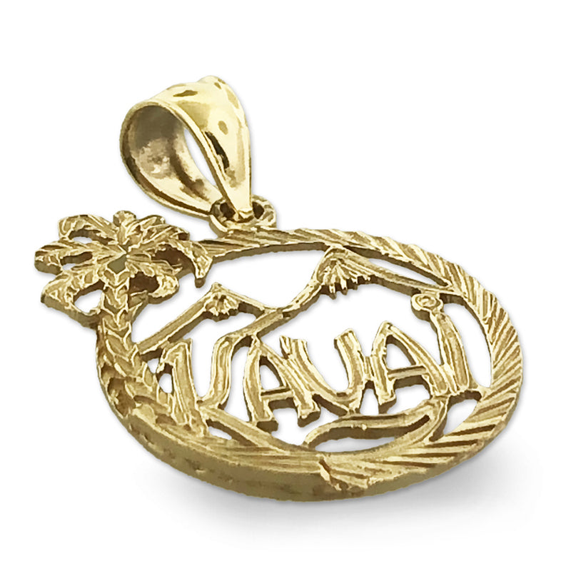 14K Gold Kauai Hawaii in Circle Charm