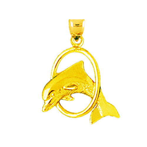 14K Gold 16MM Calf Jumping Through Ring Charm
