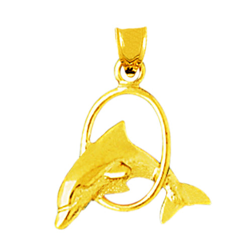 14K Gold Calf Jumping Through Ring Charm