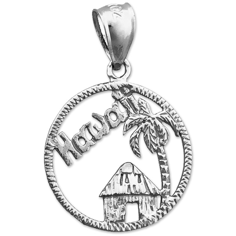 14K Gold Encircled Hawaii with Hawaiian Hut Charm