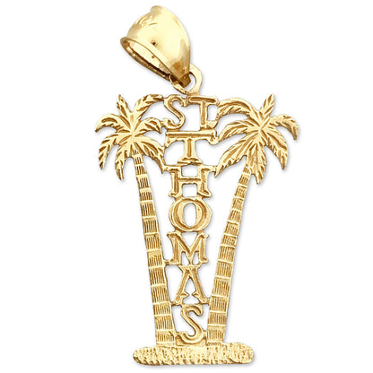 14K Gold Saint Thomas Palm Trees Charm