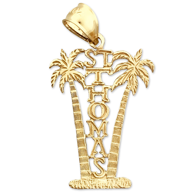 14K Gold Saint Thomas Palm Trees Charm