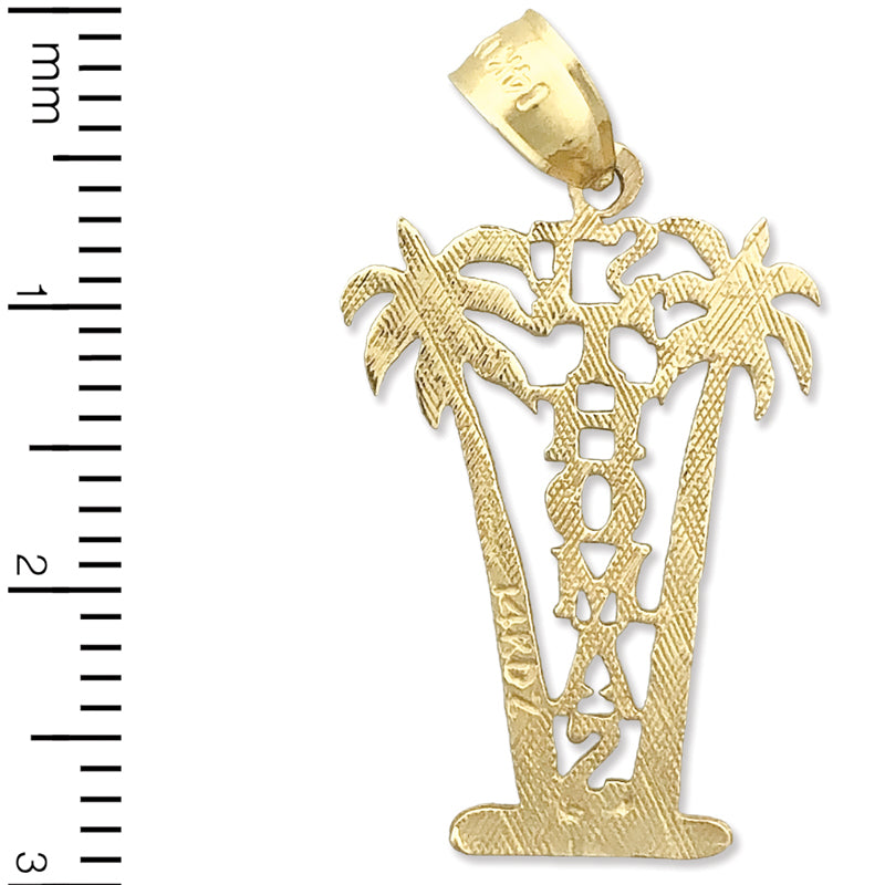 14K Gold Saint Thomas Palm Trees Charm