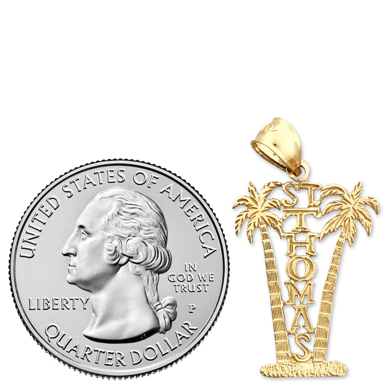 14K Gold Saint Thomas Palm Trees Charm