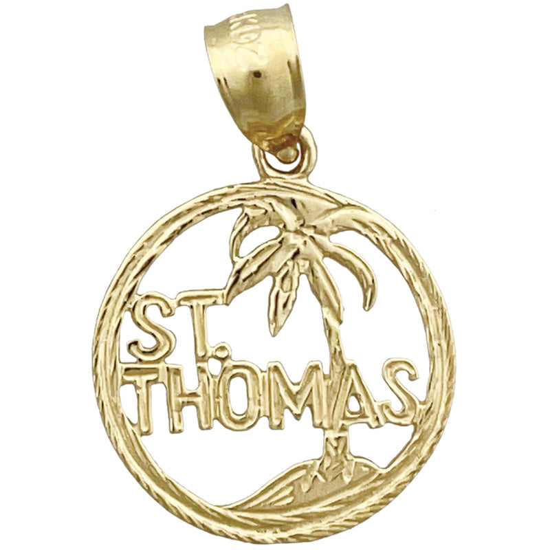 14K Gold Saint Thomas in Circle Charm