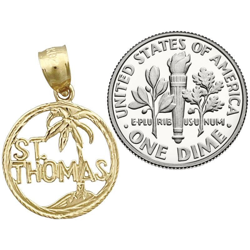 14K Gold Saint Thomas in Circle Charm