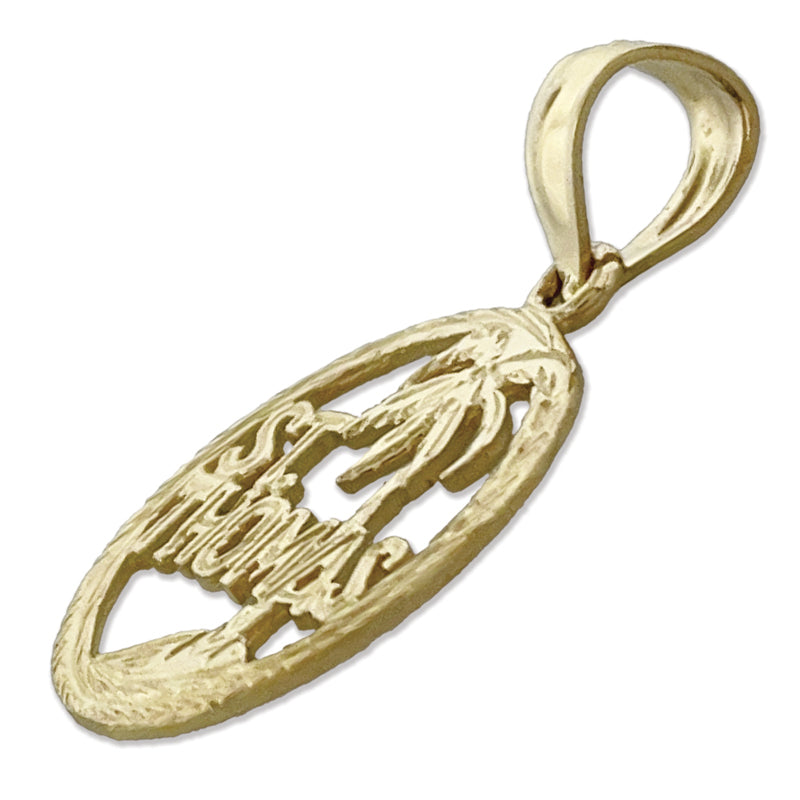 14K Gold Saint Thomas in Circle Charm