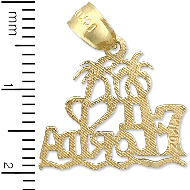 14K Gold I Love Florida Palm Trees Charm
