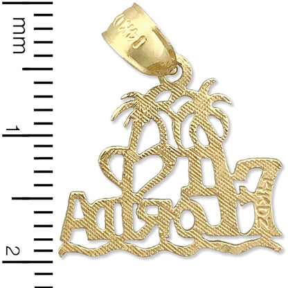 14K Gold I Love Florida Palm Trees Charm