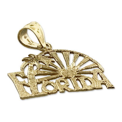 14K Gold I Love Florida Palm Trees Charm