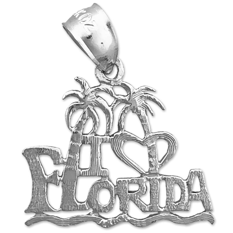 14K Gold I Love Florida Palm Trees Charm
