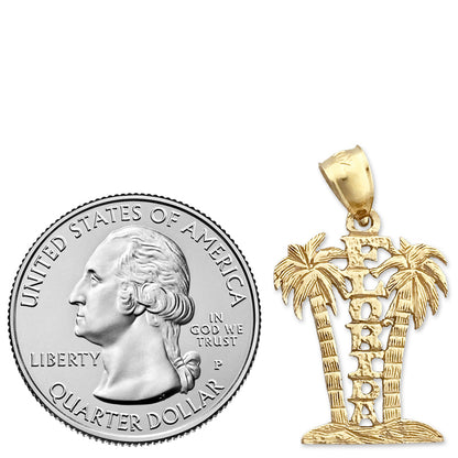 14K Gold Florida with Palm Trees Charm