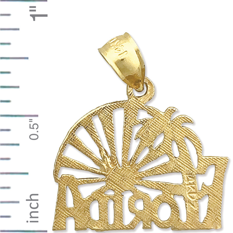 14K Gold Florida Palm Tree Sunset Charm