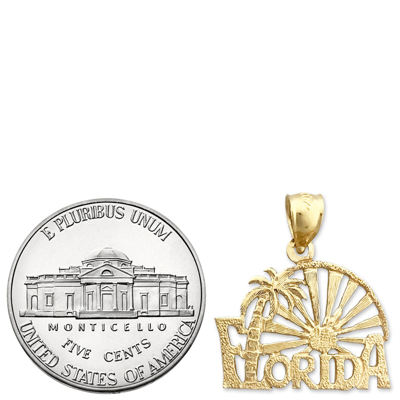 14K Gold Florida Palm Tree Sunset Charm