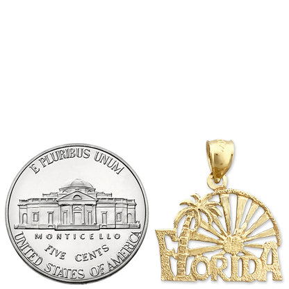 14K Gold Florida Palm Tree Sunset Charm