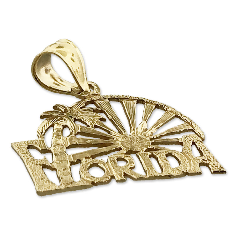 14K Gold Florida Palm Tree Sunset Charm