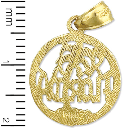 14K Gold Florida in Circle Charm