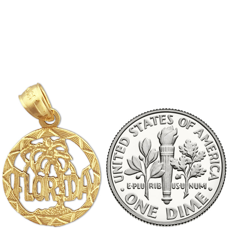 14K Gold Florida in Circle Charm